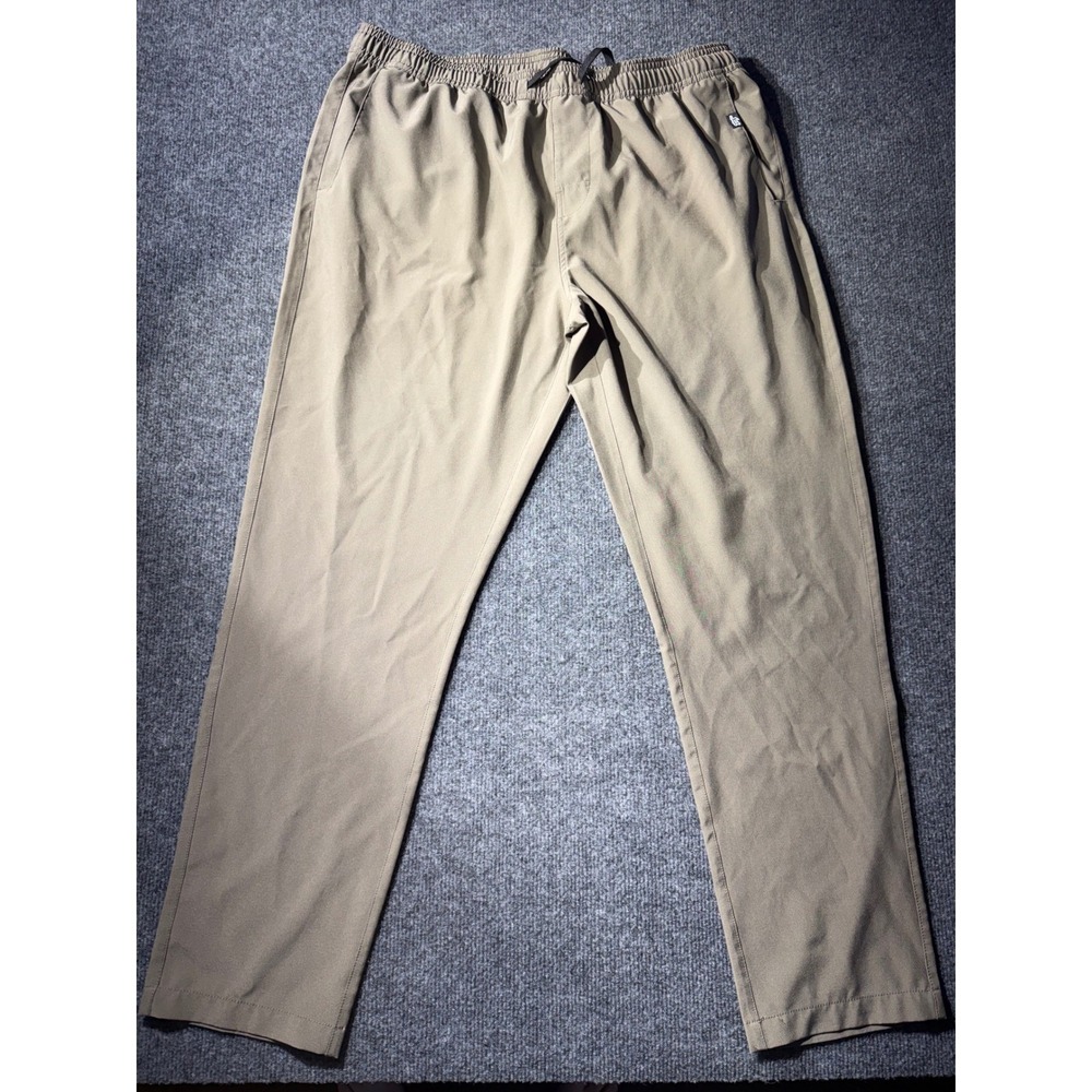 Lost Enterprises Mens Khaki Stretch Chino Pants Elastic Waist Tan Size Large